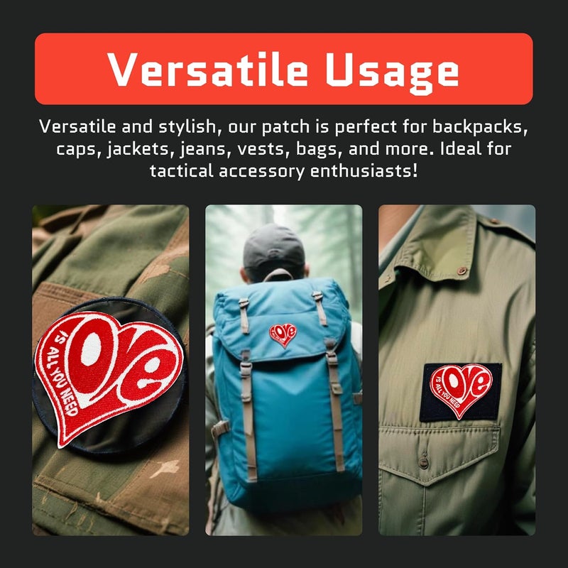Jestik Love is All You Need - Funny Meme Embroidered Patches, Military Tactical Morale Patch with Hook and Loop Fastener, Cute Patches for Backpacks, Jeans, Jackets, Vests, Hats & More - Image 5